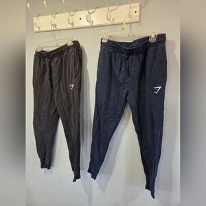 Two Pairs Of Mens Small Gymshark Joggers Navy And Black